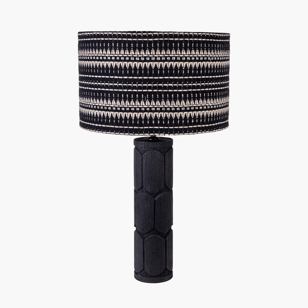 Aurelia Embossed Black Wood Tall Table Lamp - Base Only
